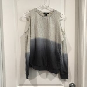 Tie Dye Ombre Open Shoulder White Blue Sweater S